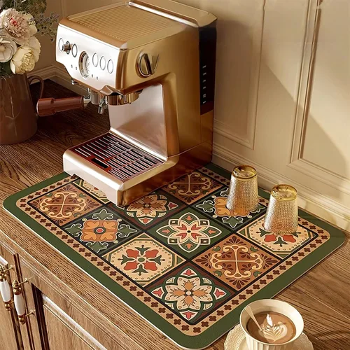 Miniatura 14 de Tapete de café, tapete para secar platos, absorción de agua rápida, ocultar manchas, fácil de limpiar, accesorios de barra de café, tapetes de bar