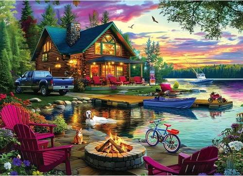 Miniatura 9 de Victorian House Sunset - Rompecabezas de 500 piezas para adultos, rompecabezas con flores de otoño y paisaje escénico, rompecabezas desafiantes Casa