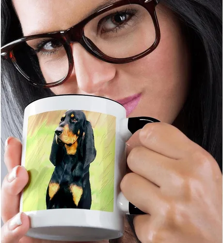 Miniatura 2 de 3dRose mug_4409_4 Black and Tan Coonhound - Taza negra de dos tonos, multicolor, 11 onzas