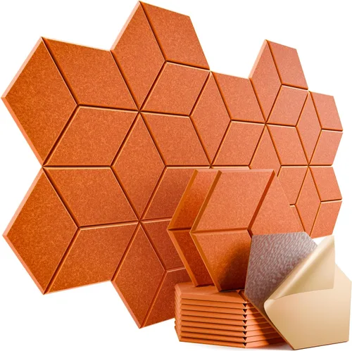 Miniatura 44 de Paquete de 12 paneles acústicos autoadhesivos de 12 x 10 x 0.4 pulgadas, paneles de espuma a prueba de sonido con alta densidad, diseño forrado