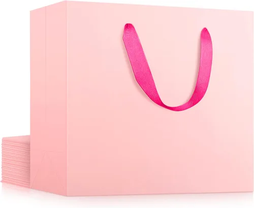 Miniatura 13 de EUSOAR Bolsas de papel de estraza para regalo, paquete de 12 bolsas de papel kraft de 10.6 x 3.1 x 8.3 pulgadas con asas, bolsas resistentes
