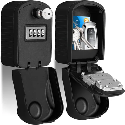 Caja de seguridad para llaves con código, caja de bloqueo de llave de gran capacidad para montaje en pared exterior, resistente al agua, combinación