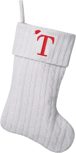 Miniatura 83 de Medias de Navidad personalizadas de 19 pulgadas con iniciales bordadas, medias de Navidad de punto negro para decoraciones de vacaciones familiares