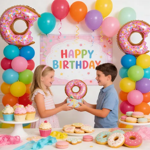 Miniatura 6 de 10 globos rosados de dona para cumpleaños con temática de donas, suministros de fiesta de boda