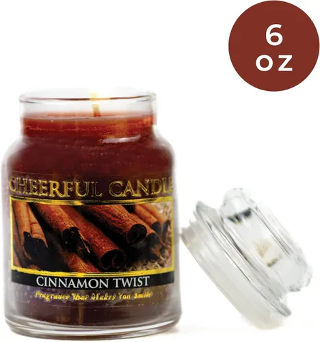 Miniatura 2 de A Cheerful Giver - Vela en tarro de vidrio perfumada con diseño de canela (6 onzas) con tapa y fragancia fiel a la vida, fabricada en Estados Unidos
