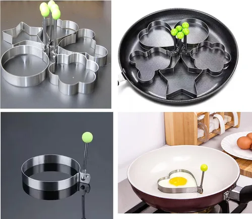 Miniatura 6 de 10 moldes para huevos, moldeador de huevos, anillo de huevo para freír huevos de acero inoxidable antiadherente para panqueques con asa, molde