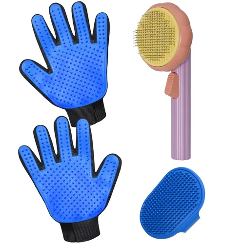 Miniatura 8 de Cepillo de guante de aseo para gatos, herramienta removedor de pelo de mascotas, removedor de pelo de perro reutilizable para alfombras, muebles