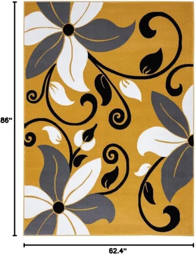 Miniatura 2 de LUXE WEAVERS 9242 Victoria - Alfombra moderna floral amarilla de 5 x 7 Amarillo