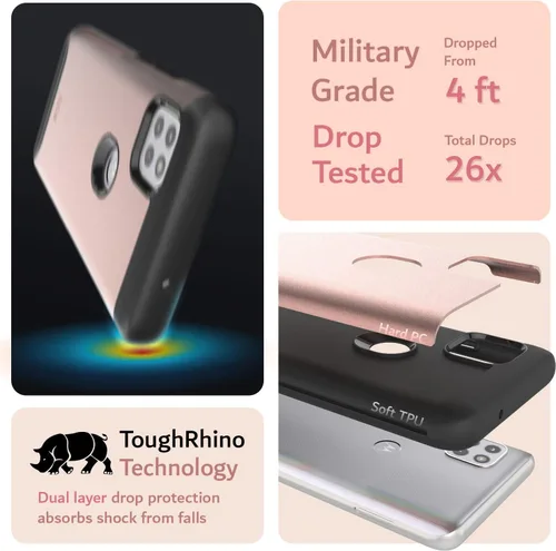 Miniatura 3 de TUDIA DualShield - Funda para teléfono Motorola One 5G ACE 2021, [Fusionar] a prueba de golpes, grado militar, doble capa, resistente, delgada, Oro