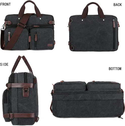 Miniatura 4 de Baosha Maletín convertible Mochila de 17 pulgadas para portátil Maletín de negocios HB-22 Mezclado negro-gris