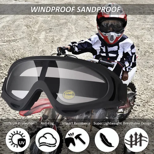 Miniatura 2 de Gafas transparentes para motocross, ATV, motocicletas, motocross, ciclismo, UTV, todoterreno, esquí, gafas protectoras antivaho, a prueba de polvo