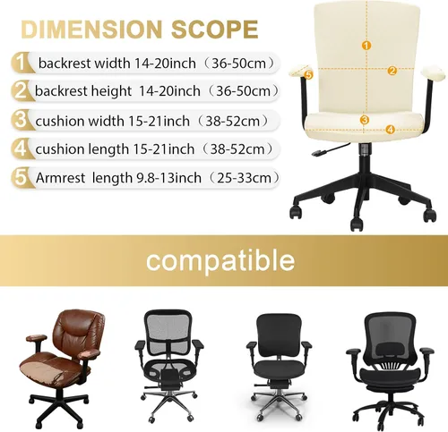 Miniatura 4 de Tallew Juego de 4 fundas para sillas de oficina, fundas protectoras universales para sillas de computadora, fundas elásticas para reposabrazos