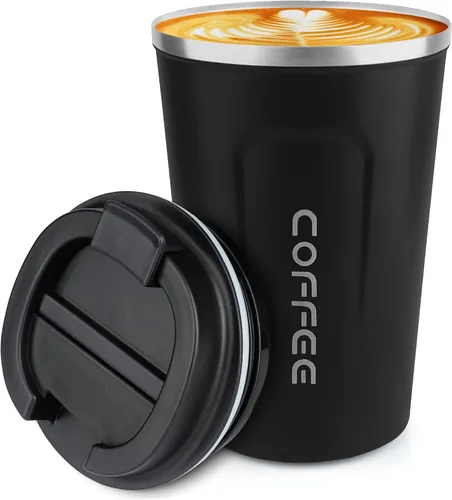 Vaso térmico de acero inoxidable de 12 onzas con aislamiento al vacío, taza de viaje a prueba de derrames con tapa, para mantener caliente/café