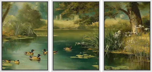 Miniatura 88 de Ashbrook Set de Arte de Pared en Lienzo Enmarcado, Naturaleza, Horizonte de Playa Nebulosa, Ilustraciones de Área Silvestre, Bellas Artes, Paisaje