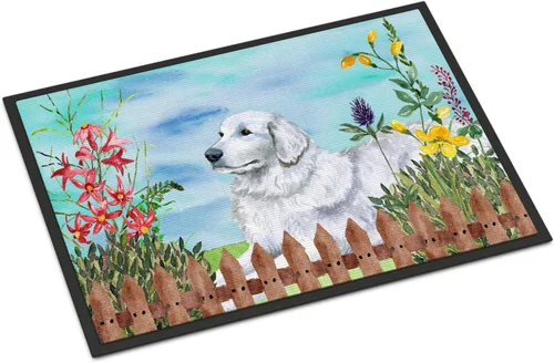 Miniatura 30 de Caroline's Treasures CK1311MAT Cavalier Spaniel Poinsettas - Felpudo de 18 x 27 pulgadas, tapete para puerta delantera, interior y exterior
