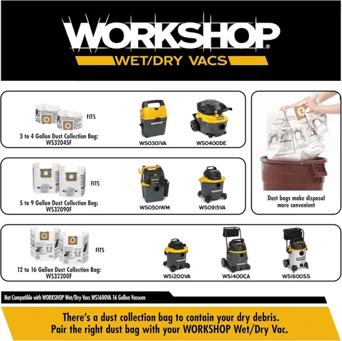 Miniatura 7 de WORKSHOP Wet/Dry Vacs Cepillo para piso, de 1-7/8 pulgadas, para aspiradora en seco o húmedo, para tienda.