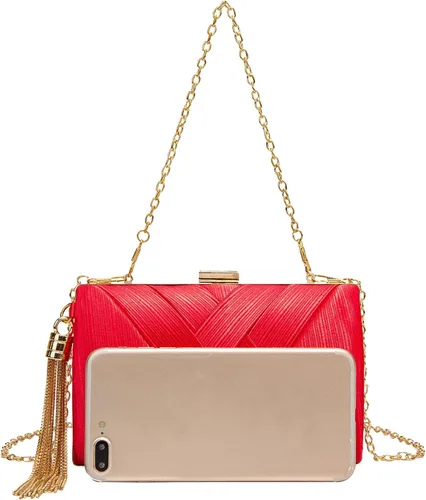 Miniatura 3 de Elegante bolsa de noche de seda con colgante de borla para mujer bolso de mano para novia boda graduación fiesta de salida nocturna