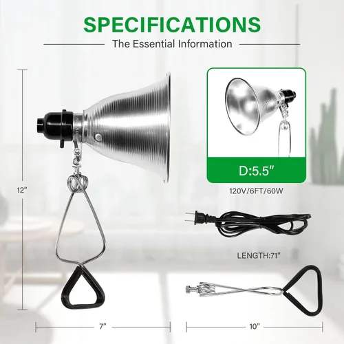 Miniatura 4 de Simple Deluxe Lámpara de Abrazadera de Luz de 60 Vatios con Reflector de Aluminio de 5.5 Pulgadas (no incluye bombilla), Cable de 6 Pies, 1 Paquete