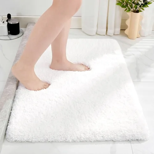 Miniatura 56 de Disolla Alfombras pequeñas para baño 17x24 antideslizante, alfombra de baño blanca esponjosa para el suelo del baño, lavable a máquina, alfombra