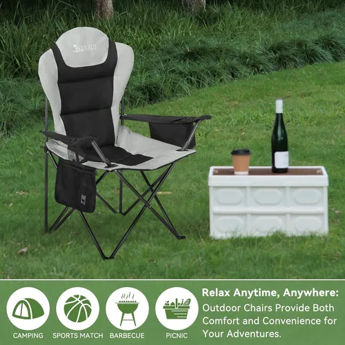 Miniatura 8 de Seazul Sillas de camping para adultos, silla de campamento, sillas plegables para exteriores, soporta 380 libras, sillas portátiles de viaje