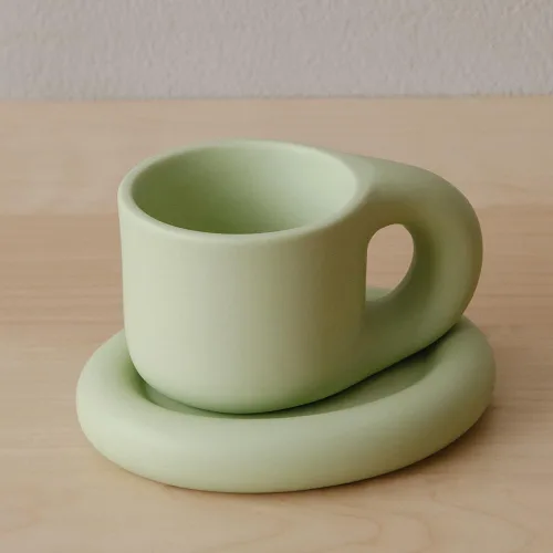 Miniatura 11 de WENSHUO Taza de Café Graciosa y Divertida, Taza y Platillo de Noveldad Linda, Crema Mate, 9 oz (Crema Mate)