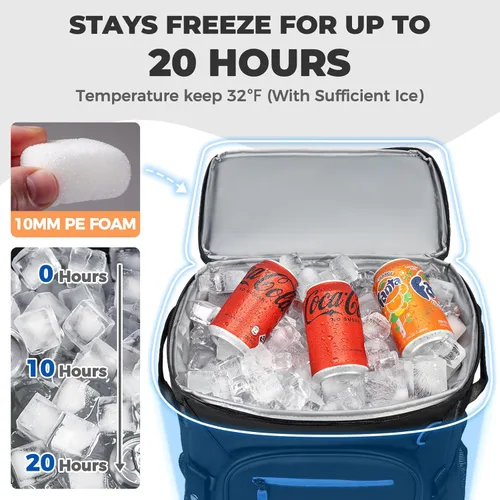 Miniatura 2 de Heytrip Mochila enfriadora de 36/54 latas con aislamiento impermeable para 20 horas de retención de frío, enfriador a prueba de fugas con correa
