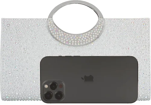 Miniatura 3 de Dexmay - Bolso de mano con diamantes de imitación con asa de cristal para boda, fiesta, elegante bolso de mano para mujer