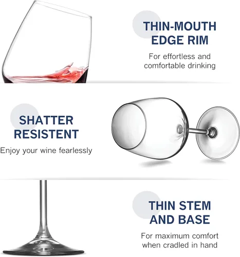 Miniatura 8 de Copas italianas para vino tinto Paksh Novelty , 18 onzas, copa de vino transparente., Set de 4, Transparente