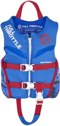 Full Throttle Chaleco salvavidas para niños Rapid Dry Flex Back, Azul Negro
