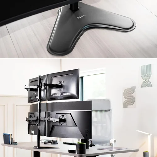Miniatura 4 de VIVO Soporte para monitor cuádruple de 13 a 30 pulgadas, soporte de escritorio totalmente ajustable, capacidad para 4 pantallas planas o curvas