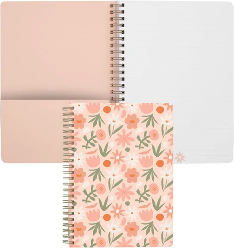 Miniatura 28 de Steel Mill & Co - Cuaderno de espiral mini lindo, 8.25" x 6.25", diario con tapa dura y 160 páginas forradas, diseño floral naranja Anaranjado floral