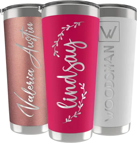 Miniatura 20 de Regalos personalizados para hombres – 20 onzas – Vasos personalizados con tapa, azul cielo, tazas de café de viaje aisladas, juego de popote