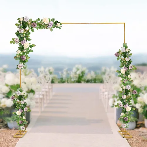 Miniatura 6 de Soporte de telón de fondo de 10x10 pies de alta resistencia con base, kit de tubos de soporte de telón de fondo de oro para boda, soporte de arco