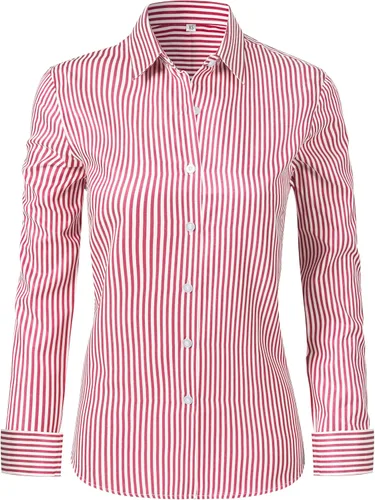 Miniatura 29 de Ruisin - Camisas supersuaves sin arrugas y con botones para mujer, unicolor, manga larga, diseño a rayas, estilo formal, blusa de vestir