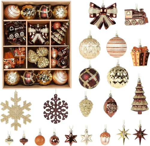 Miniatura 2 de Alupssuc Juego de 82 bolas de Navidad, encantador juego de regalo clásico, decoración de plástico inastillable para árbol de Navidad, vacaciones