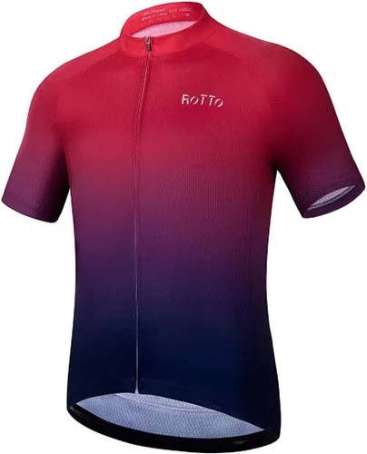 ROTTO Camiseta de ciclismo para hombre, camiseta de manga corta, color degradado