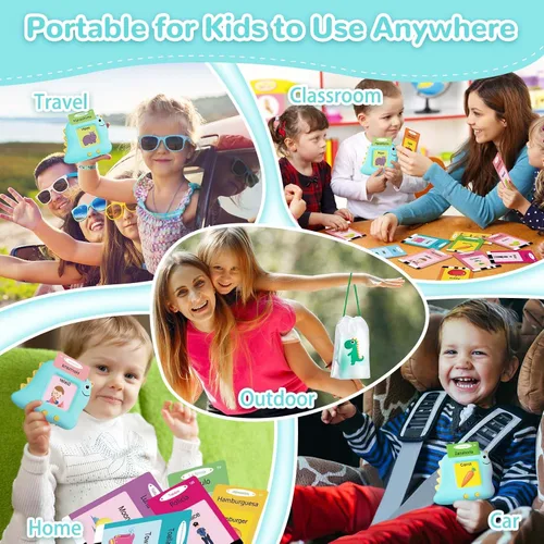 Miniatura 6 de Alotwan Tarjetas Didácticas Bilingües Parlantes Español/Inglés, Juguetes Sensoriales de Aprendizaje para Niños Autistas, 224 Palabras de Vista