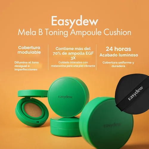 Miniatura 2 de Easydew Mela B Cojín de Ampolla Tonificante – 2 en 1 maquillaje coreano para el cuidado de la piel y la belleza facial – Base de cojín de cobertura