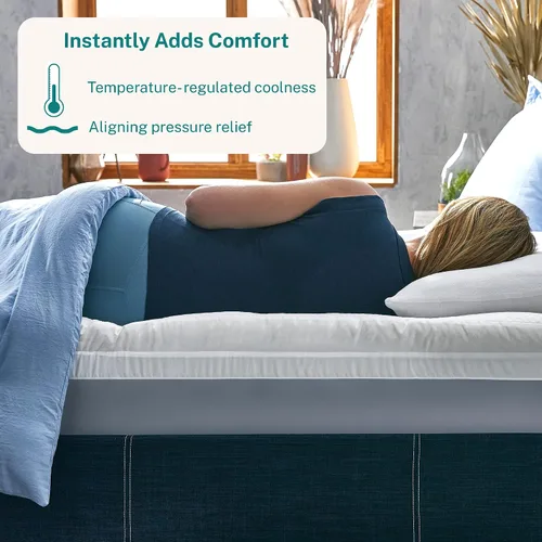 Miniatura 2 de Sleep Innovations Cooling Comfort - Cubrecolchón de espuma viscoelástica de gel de doble capa, 4 pulgadas, tamaño Queen, funda de almohada
