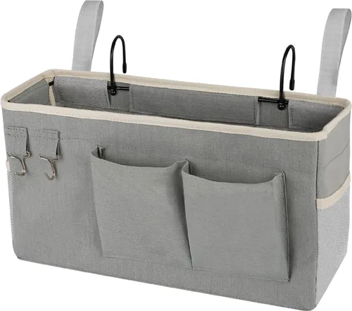 Miniatura 10 de Organizador de almacenamiento para mesita de noche, bolsa de almacenamiento colgante para cabeceros, literas, dormitorios, libros, teléfono, Nuevo