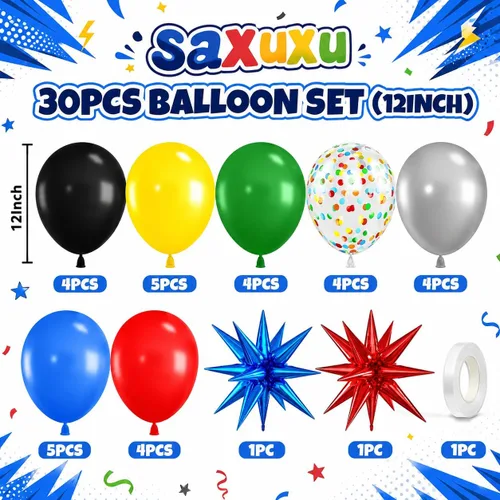 Miniatura 2 de Globos negros y rojos amarillos azules, globos de confeti de 12 pulgadas negros rojos amarillos azules verdes plateados metálicos con globo