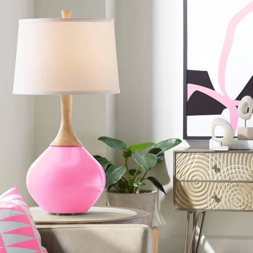 Miniatura 9 de Color + Plus Wexler 31" White Shade Mellow Coral Pink Table Lamp