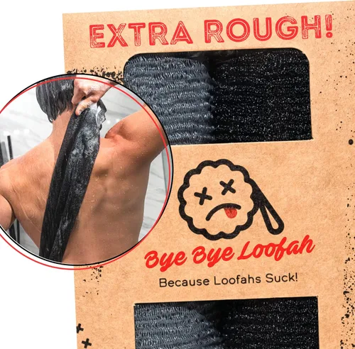 Paño exfoliante extra áspero, limpiador extremo para cuerpo y espalda para ducha, extra largo, paño de lavado higiénico, para hombres o mujeres,