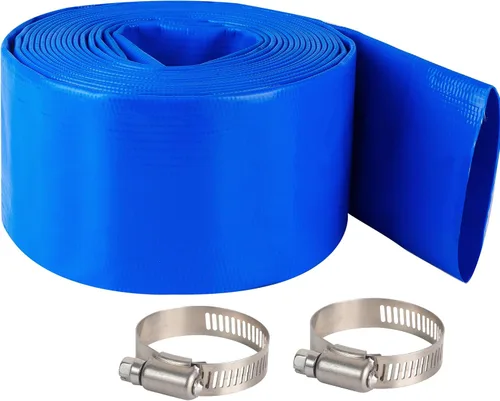 Miniatura 8 de Manguera de retrolavado de piscina de 1-1/2 pulgadas x 50 pies, manguera de descarga de agua plana de PVC reforzado de alta resistencia negra
