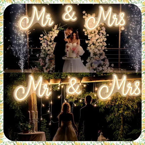 Miniatura 4 de Letrero de neón con luz LED de neón para decoración de pared, decoración de recepción de boda, aniversario, compromiso, banquete