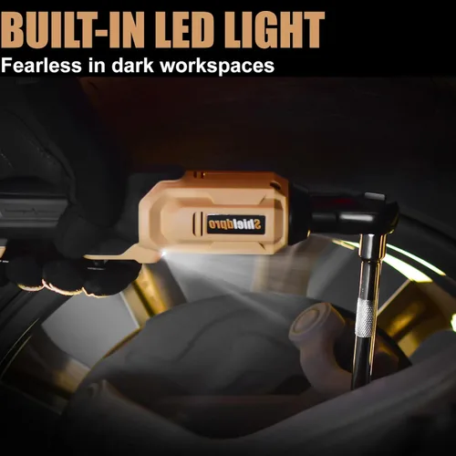 Miniatura 6 de Juego de llaves de trinquete eléctricas de 20 V, kit de trinquete inalámbrico de 3/8 pulgadas, 400 RPM, trinquetes de torsión, luz LED, 2