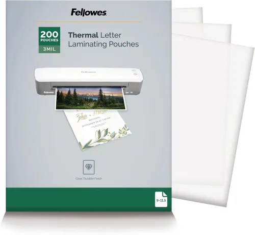 Miniatura 3 de Fellowes Bolsas de laminado térmico, hojas de tamaño carta de 5 mil, 9 x 11.5, paquete de 100, transparentes (5743501) + paquete de 200