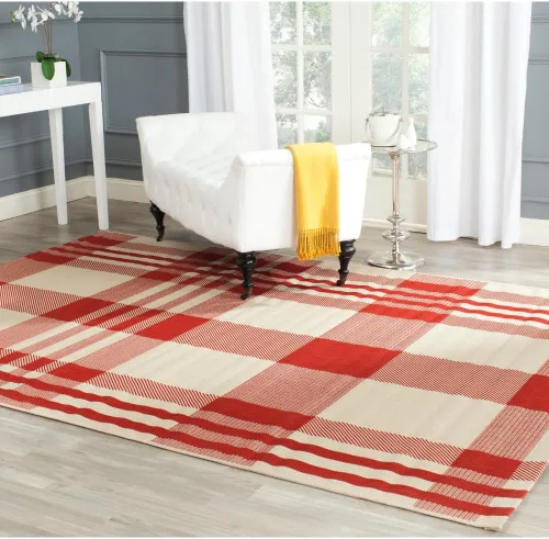 Miniatura 54 de SAFAVIEH Alfombra Lavable para Exteriores Colección Courtyard - 2'3" x 4', Beige y Azul, Patrón a Cuadros, No Desprende Pelusa y Fácil Limpieza