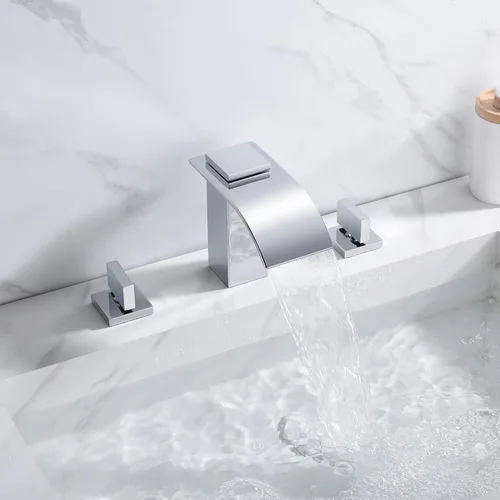 Miniatura 3 de sumerain Cascada de 8 pulgadas grifo de lavabo de baño extendido de 3 agujeros acabado cromado Cromo