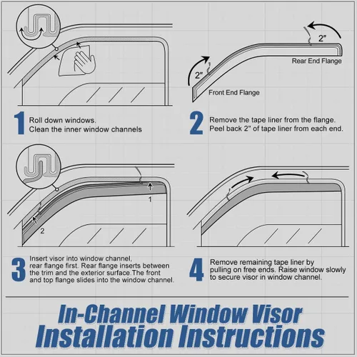 Miniatura 4 de Auto Dynasty Protectores contra la lluvia en el canal, compatibles con Honda Ridgeline 2006-2014, 4 piezas, deflector para ventana y ventilación